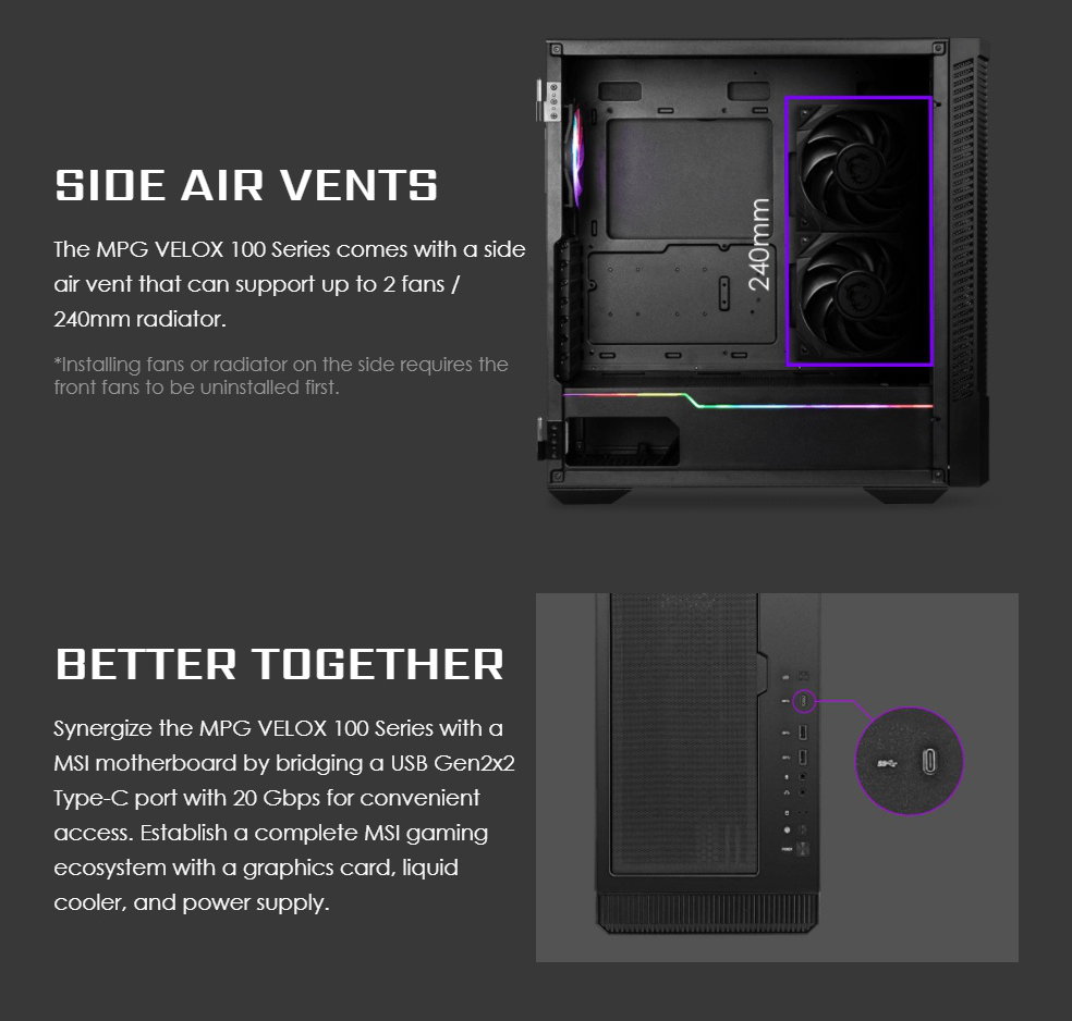 MSI MPG VELOX 100R Mid-Tower ATX Case