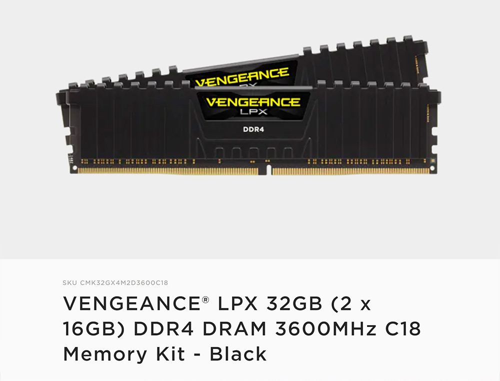 Corsair Vengeance LPX 32GB (2x16GB) DDR4 3600MHz