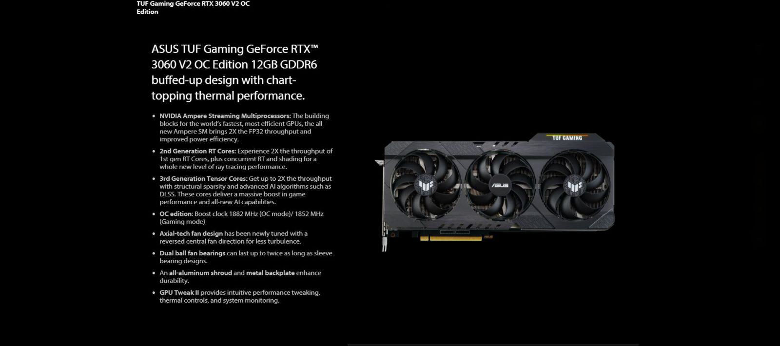 ASUS nVidia GeForce RTX 3060 V2 OC Edition 12GB Graphics Card